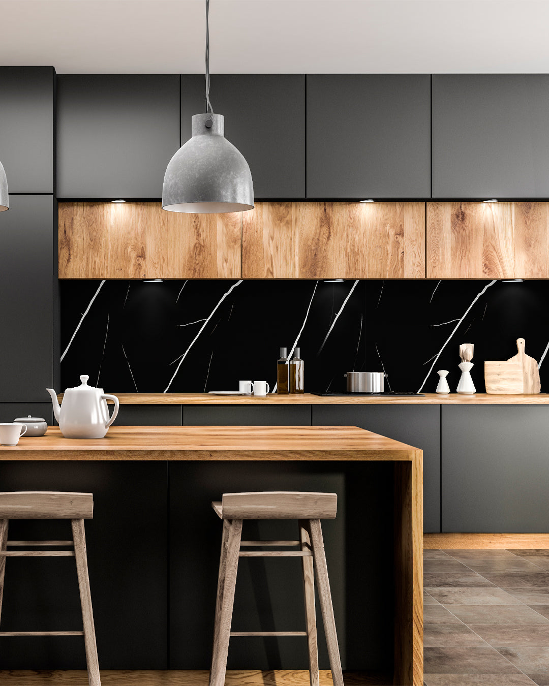 Alternativa in marmo alle piastrelle del bagno/ Black Lightning V-02