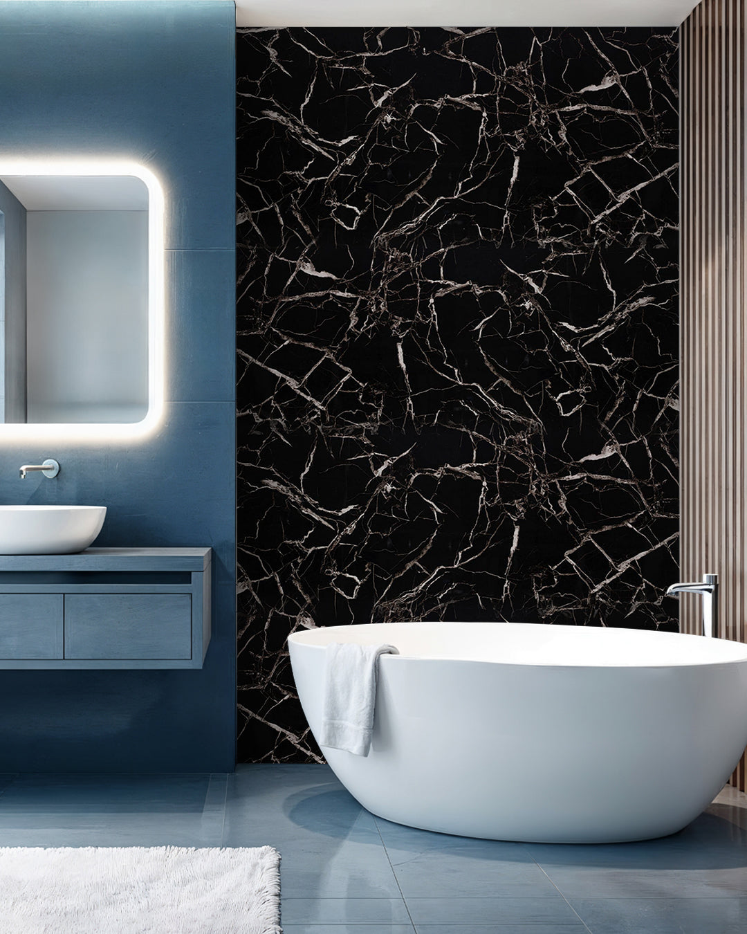 Alternativa in marmo alle piastrelle del bagno/ Black White