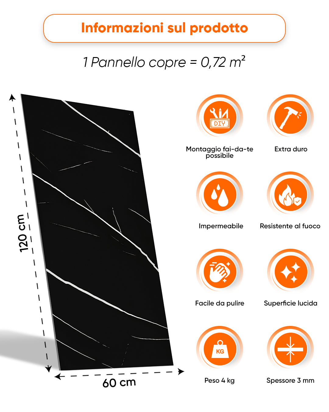 Alternativa in marmo alle piastrelle del bagno/ Black Lightning V-02
