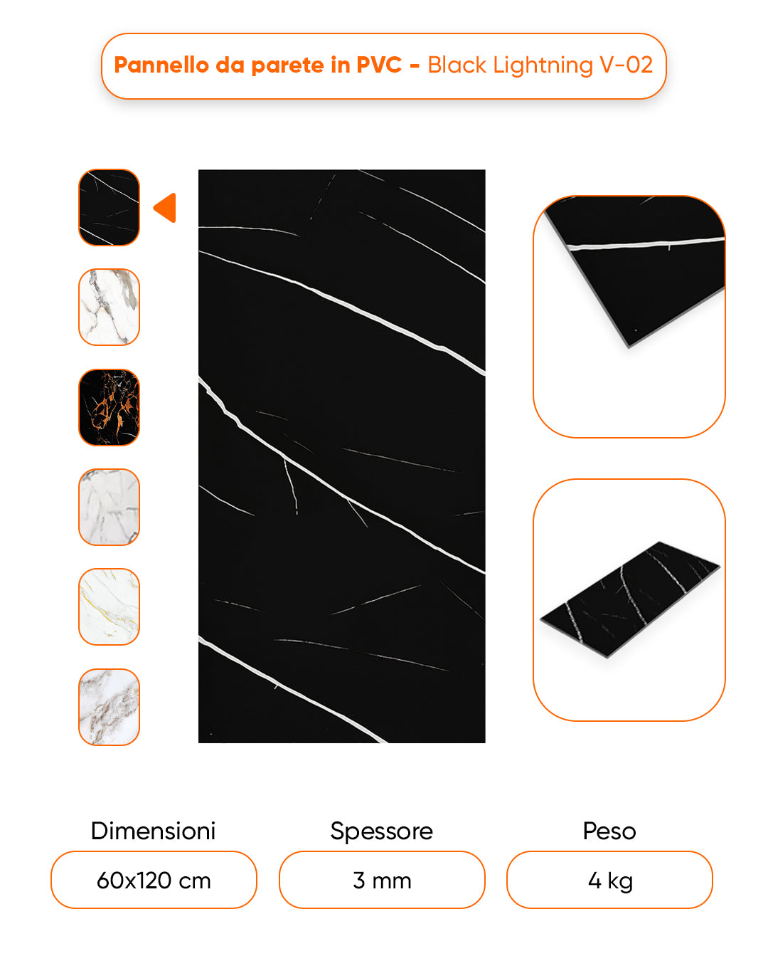 Alternativa in marmo alle piastrelle del bagno/ Black Lightning V-02