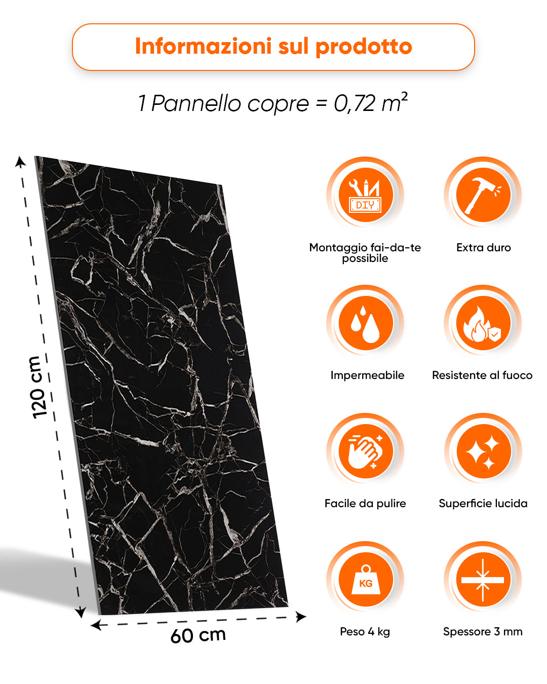 Alternativa in marmo alle piastrelle del bagno/ Black White