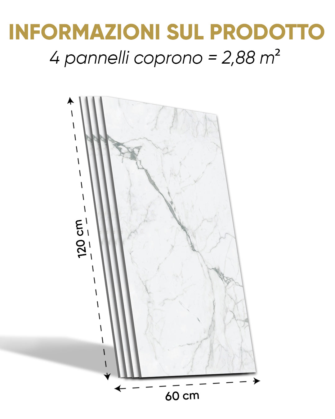 Pannello da parete SPC Bianco 60x120 cm – Carrara Marmor