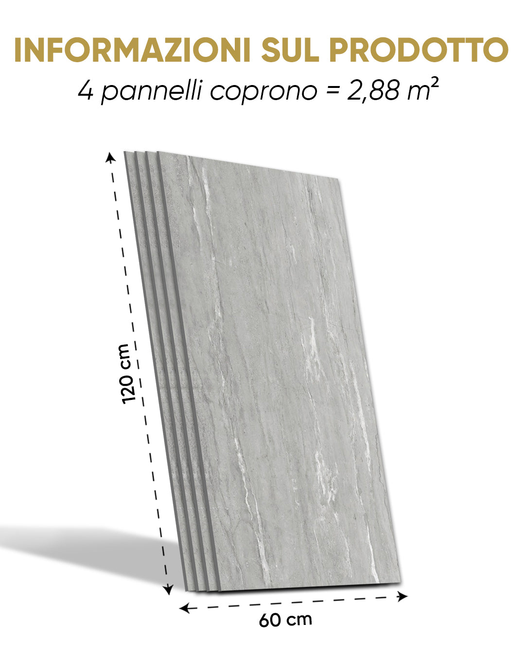 Pannello da parete SPC Grigio 60x120 cm – Silberne Nebel