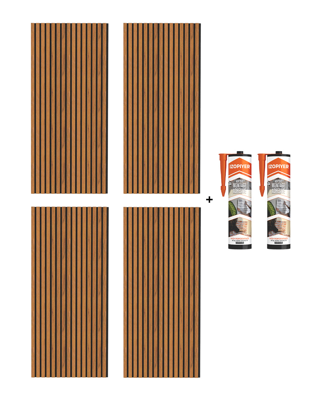 Pannello murale acustico in legno 3D set da 2 – Walnuss