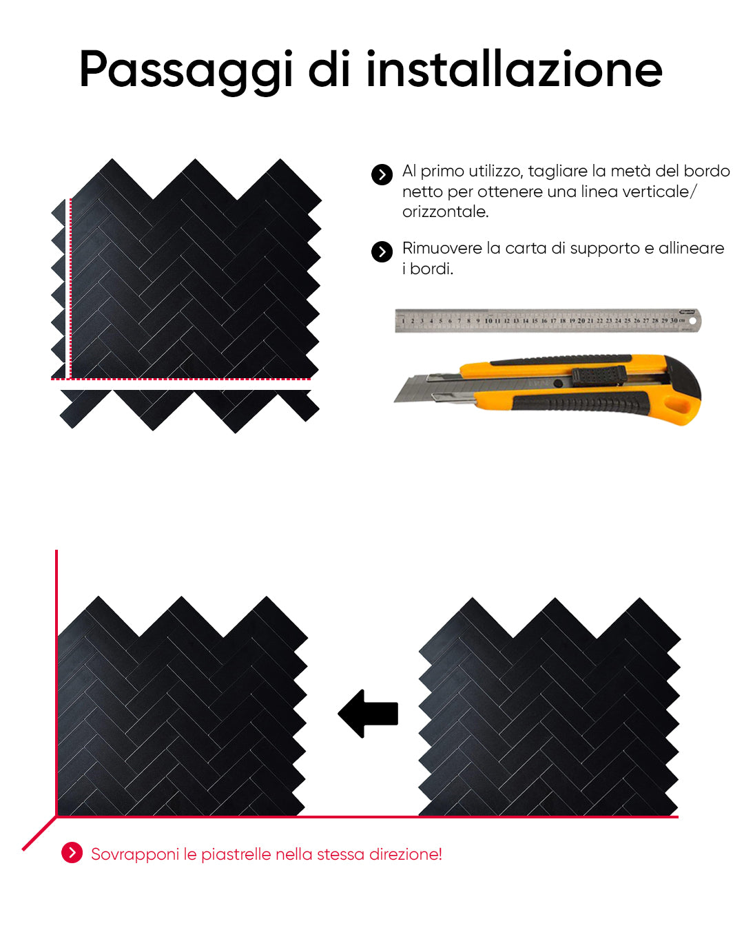 Rivestimenti in mosaico Rivestimenti autoadesivi | Black Mosaics  WJ-141