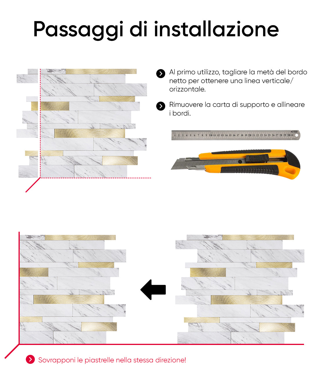 Rivestimenti in mosaico Rivestimenti autoadesivi | Gold And White Mosaics WJS-3144