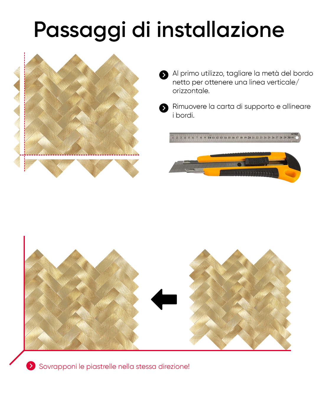 Rivestimenti in mosaico Rivestimenti autoadesivi | Golden Royal Mosaics WJS-476