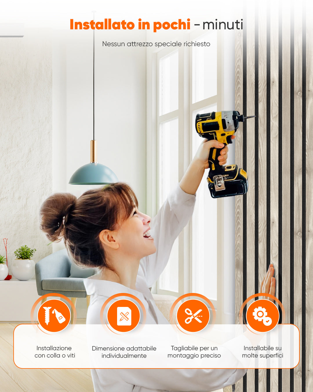 Pannello murale acustico in legno 3D set da 2 – Argento