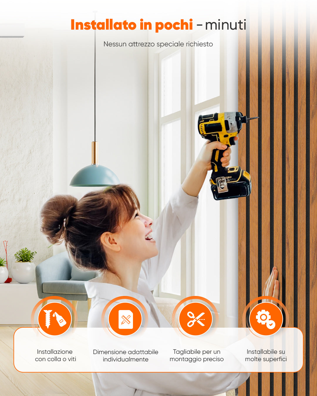 Pannello murale acustico in legno 3D set da 2 – Walnuss