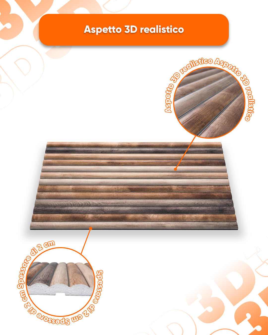 Rivestimento murale effetto legno 50×100×2 cm | Pannelli murali 3D in polistirolo | Rustic Wood OP-02