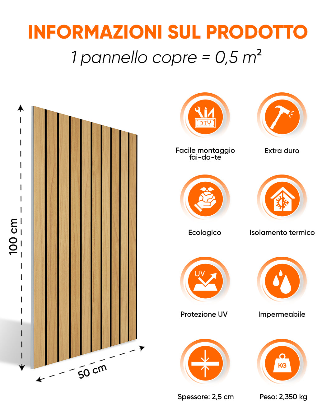 Light Wood AP-01 Pannello da parete in polistirolo effetto legno