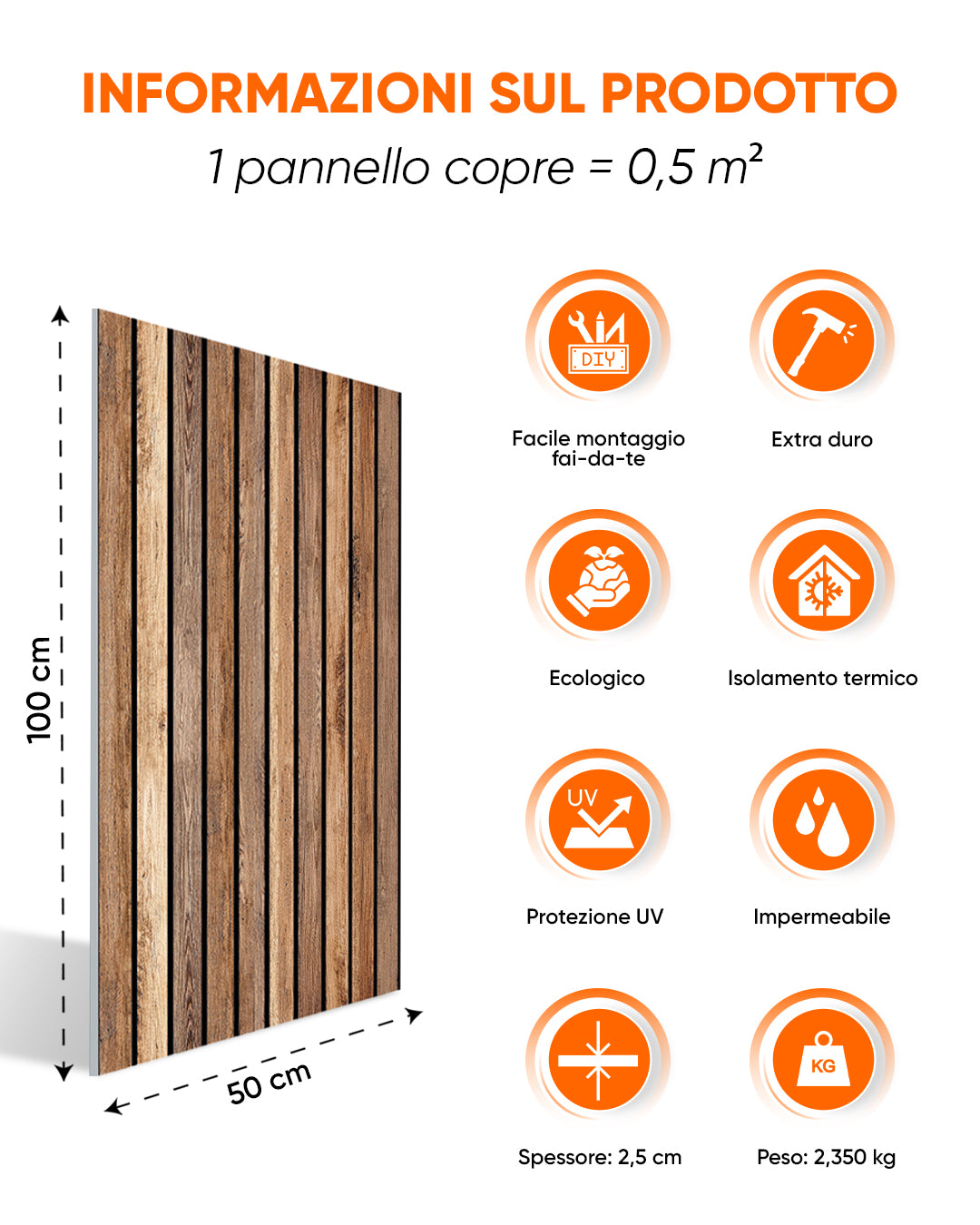 RHP Pannelli da parete 3D autoadesivi, 8 pezzi (70 x 70 x 1,2 RHP Pannelli da parete 3D autoadesivi, 8 pezzi (70 x 70 x 1,2