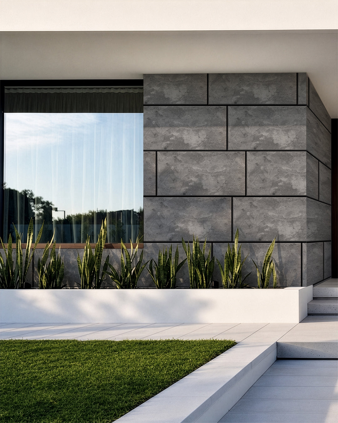 Rivestimento murale effetto cemento 50×100×2 cm | Pannelli murali 3D in polistirolo | Storm Grey Concrete AT-04