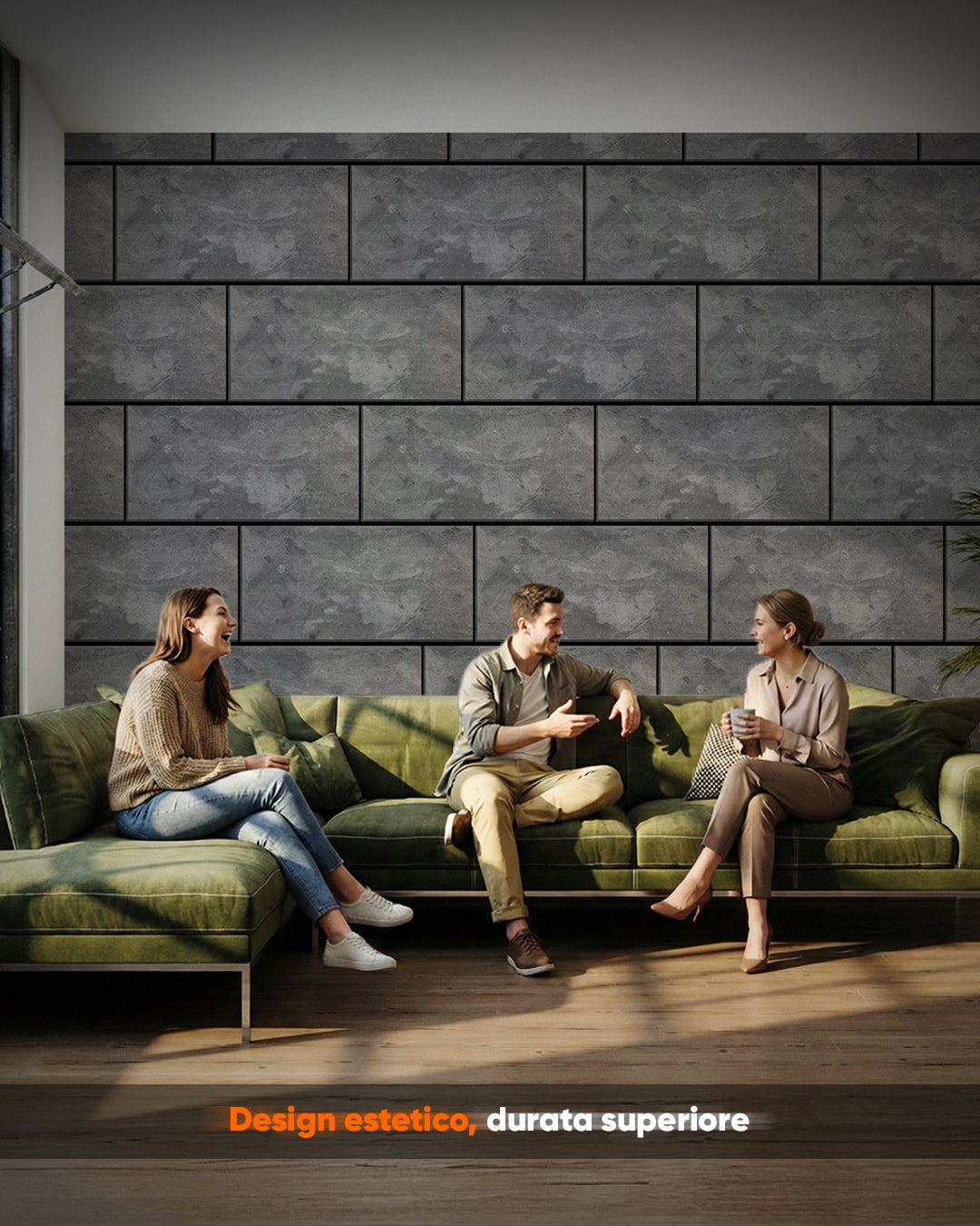 Rivestimento murale effetto cemento 50×100×2 cm | Pannelli murali 3D in polistirolo | Storm Grey Concrete AT-04