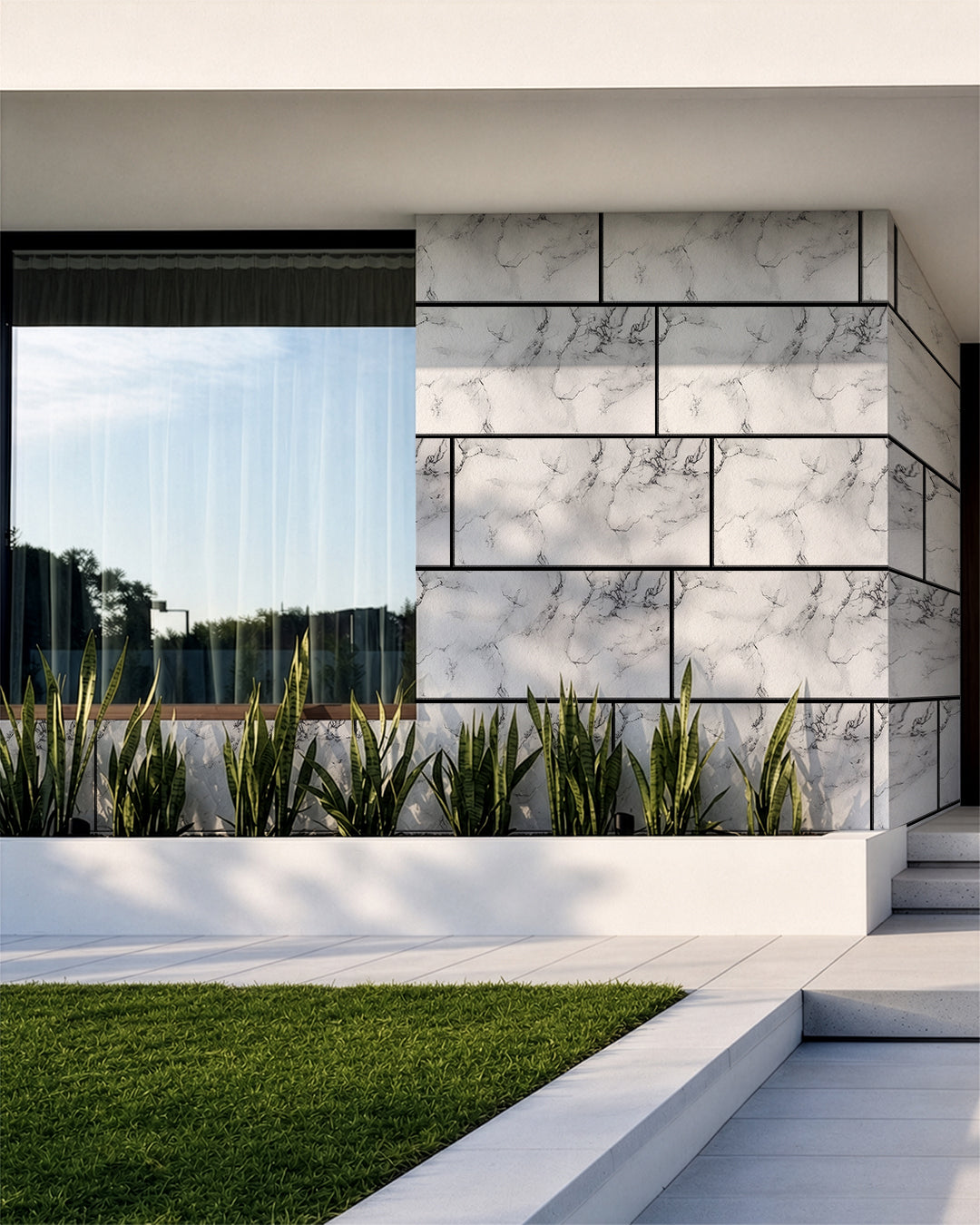 Rivestimento parete effetto marmo 50×100×2 cm | Pannelli murali 3D in polistirolo | Carrara Bianco AT-05