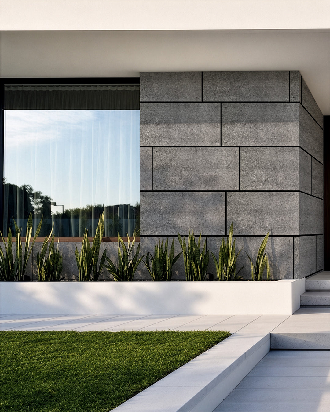Rivestimento parete effetto cemento 50×100×2 cm | Pannelli murali 3D in polistirolo | Dark Concrete AT-17