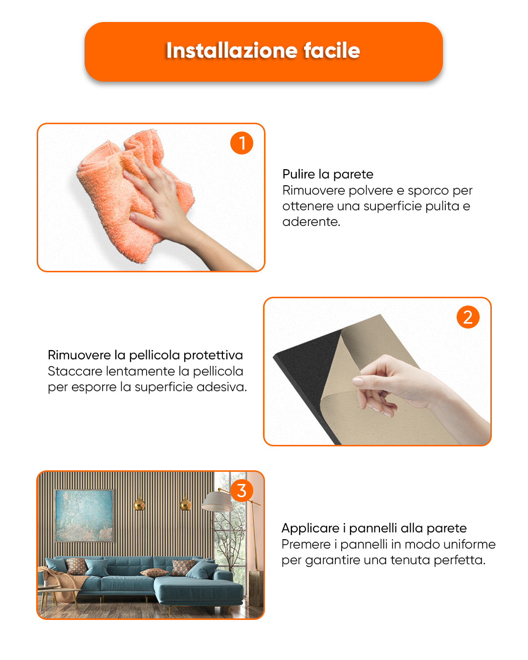 Pannelli Acustici da Parete in Feltro – Set da 4 – 120×60×2,1 cm – Dark Walnut