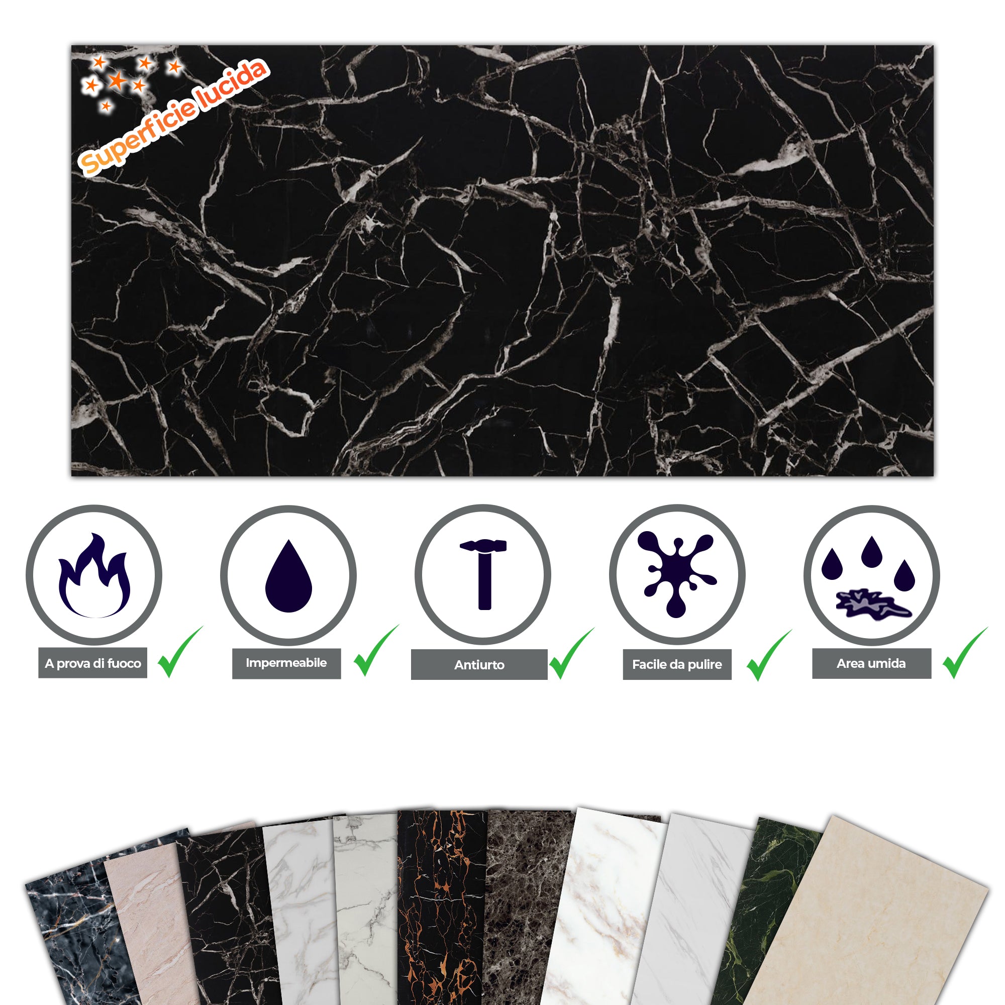 Alternativa in marmo alle piastrelle del bagno/ Black White