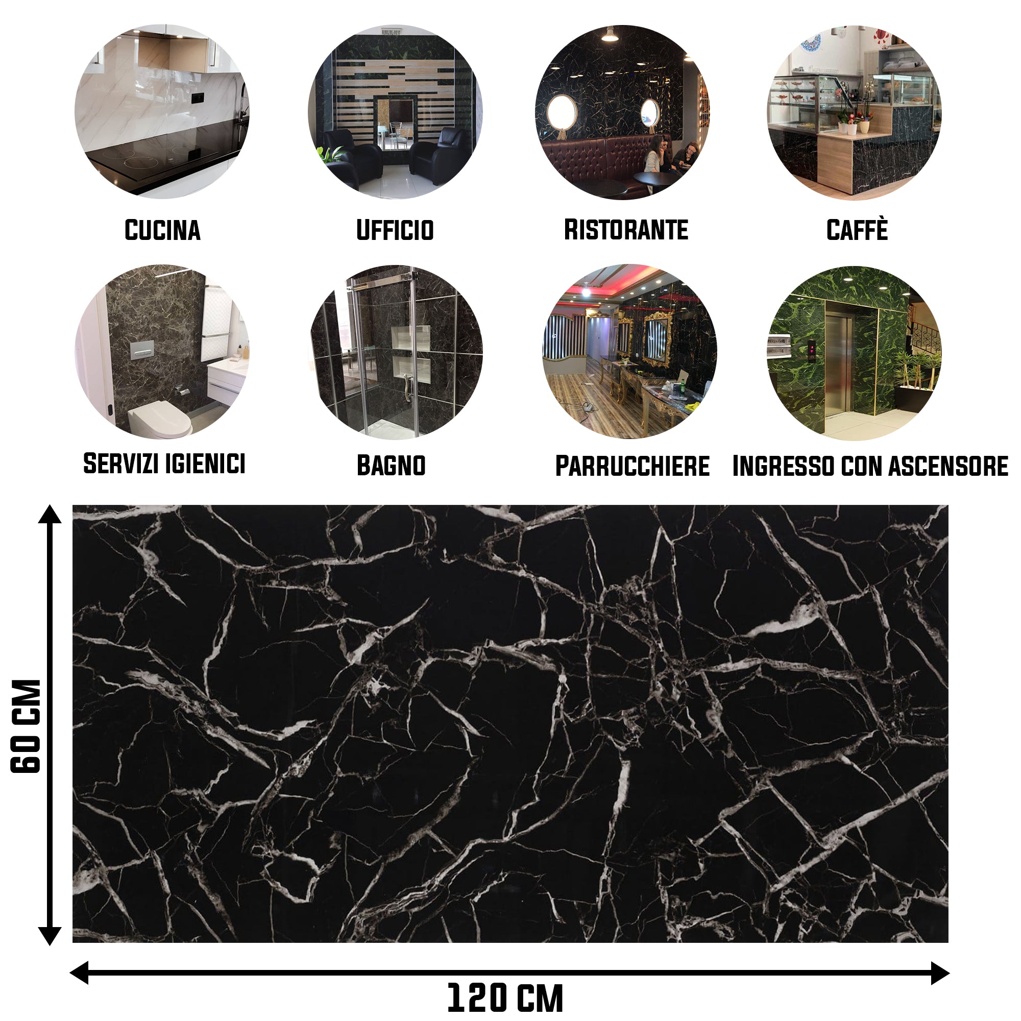 Alternativa in marmo alle piastrelle del bagno/ Black White