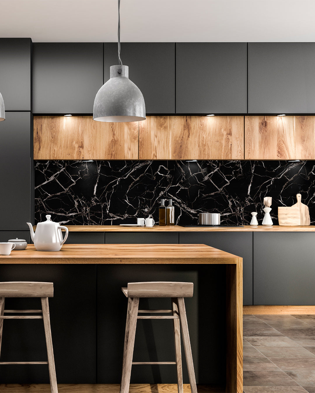 Alternativa in marmo alle piastrelle del bagno/ Black White