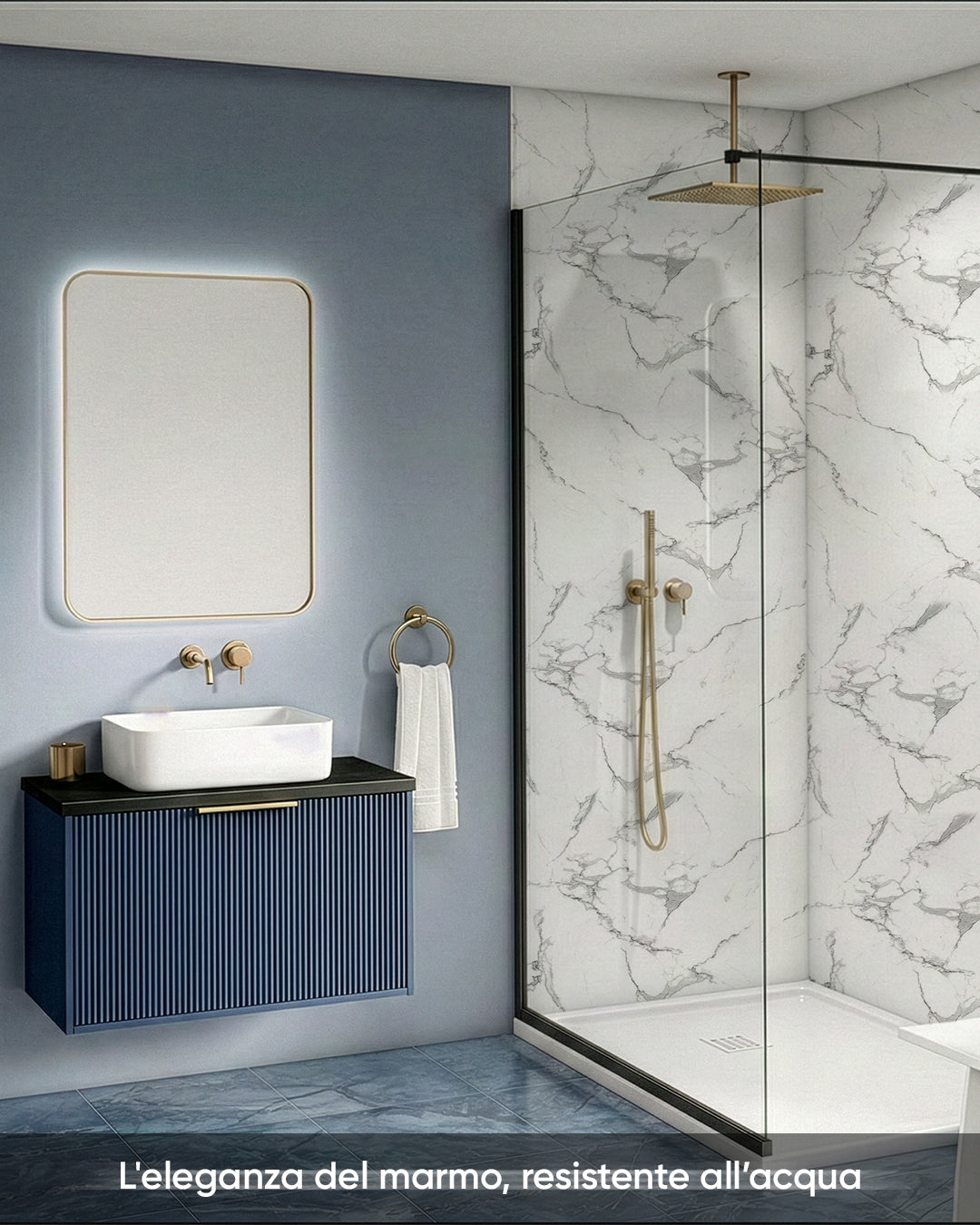 Marble alternative to bathroom tiles / Carrara