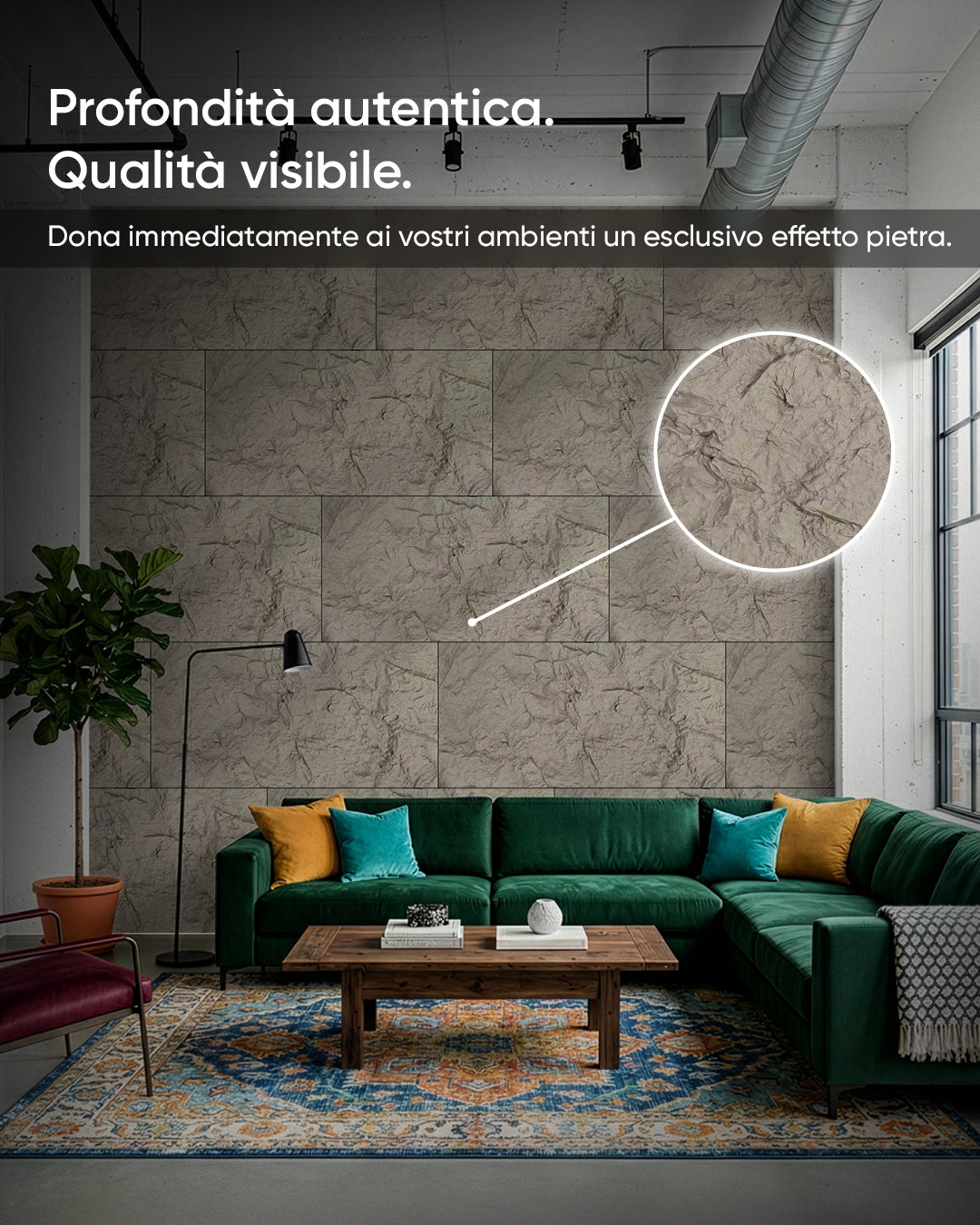 Dark Grey Pannelli Murali 3D in Pietra Stone