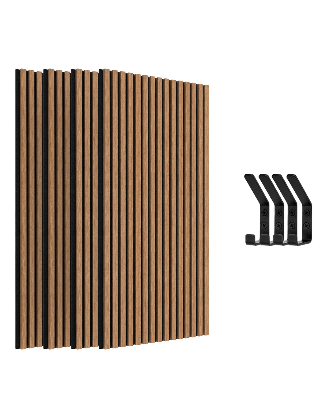 Pannelli Acustici da Parete in Feltro – Set da 4 – 120×60×2,1 cm – Dark Walnut