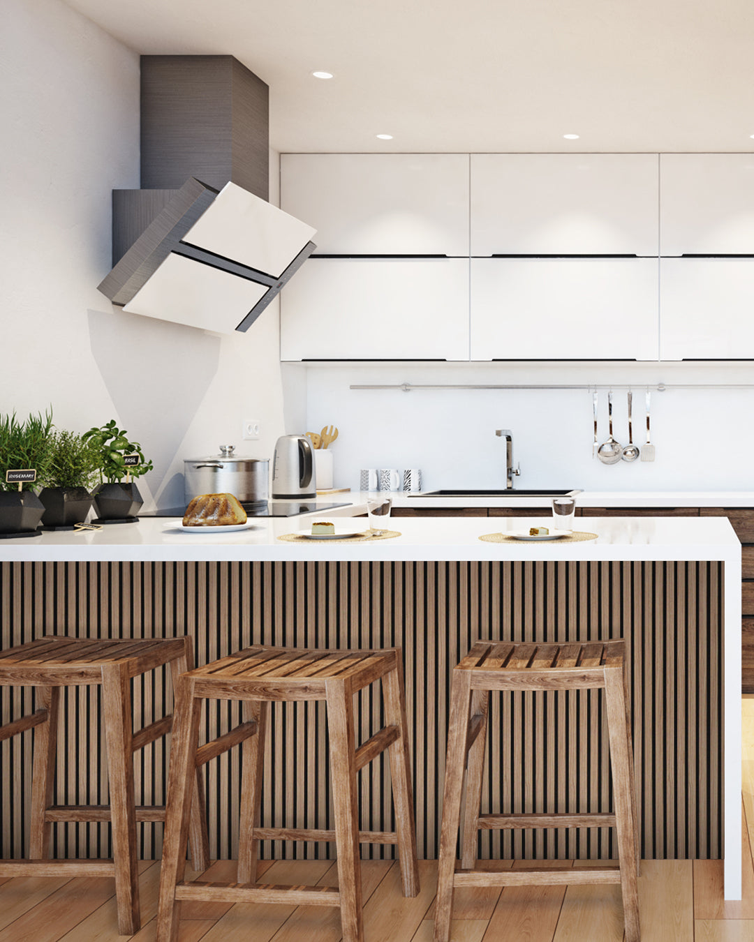 Pannelli Acustici da Parete in Feltro – Set da 4 – 120×60×2,1 cm – Dark Walnut