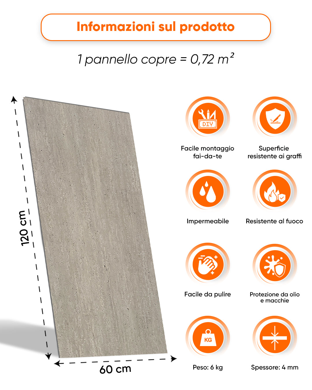 Pannello da parete SPC 60x120 cm | Rivestimento murale impermeabile | Desert Silence