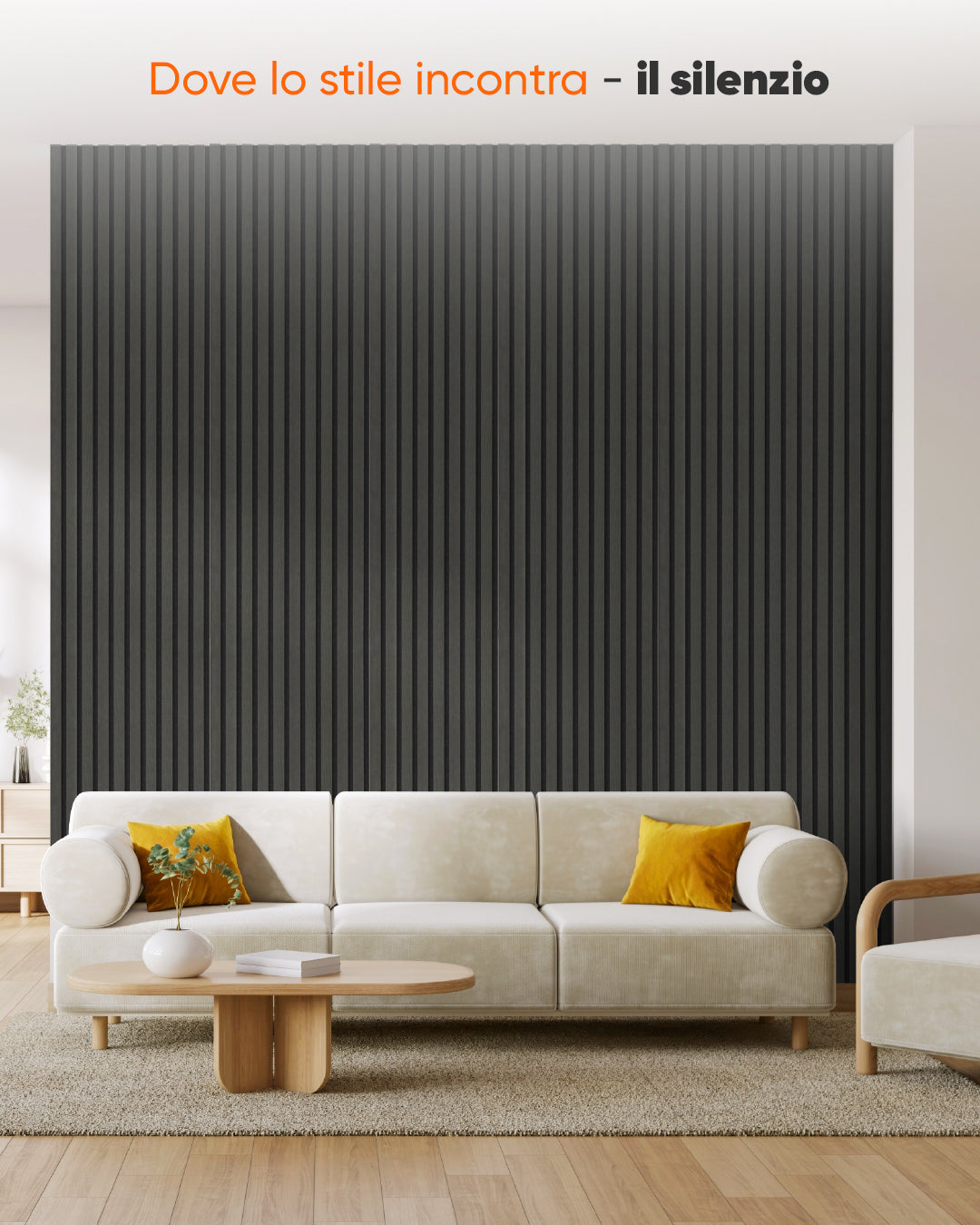 Pannello murale acustico in legno 3D set da 2 – Basalt