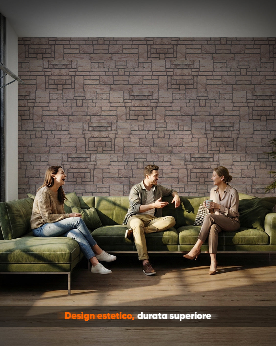 Rivestimento Parete Effetto Pietra 50x100x2 cm | Pannelli Parete 3D in Polistirolo - Ancient Traces K-03