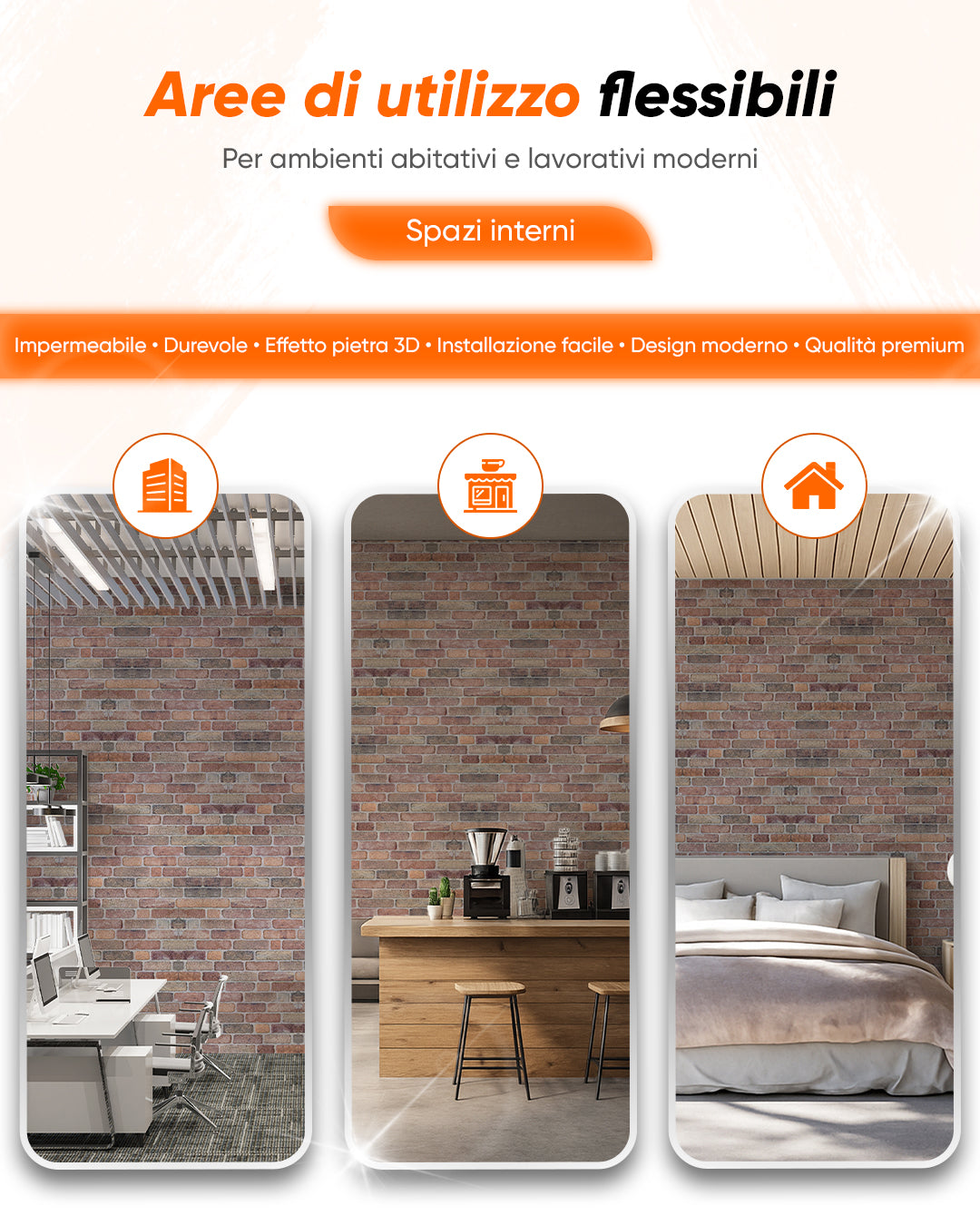 Pannello Parete 3D Effetto Pietra in EPS Resinato 100x50x2 cm - Cross Town L-1713