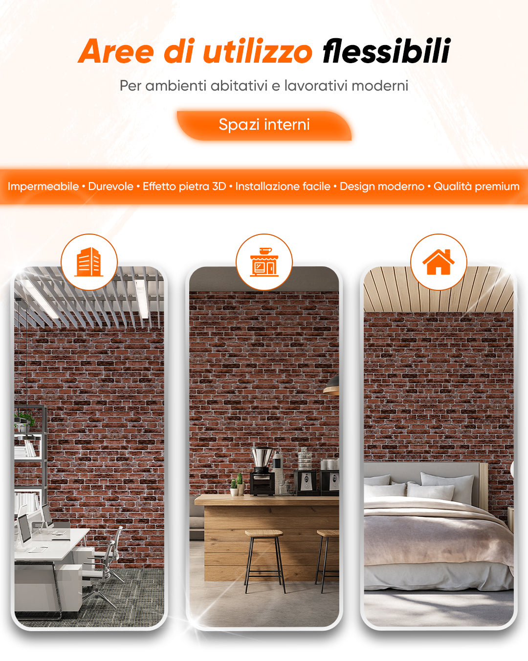 Rivestimento Parete Effetto Pietra 50x100x2 cm | Pannelli Parete 3D in Polistirolo - Honey Coffee L-1919