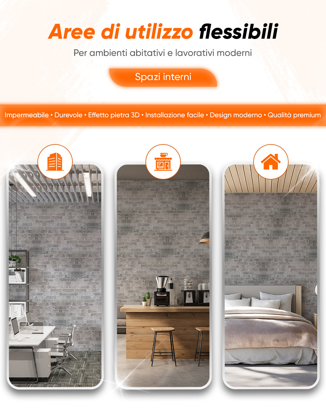 Pannello Parete 3D Effetto Pietra in EPS Resinato 100x50x2 cm - White Grey L-1702