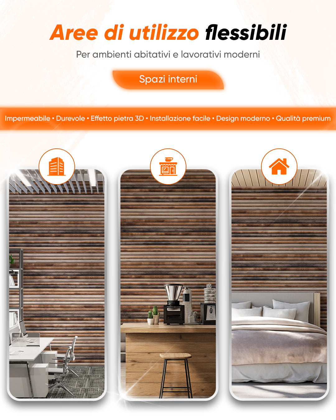 Rivestimento murale effetto legno 50×100×2 cm | Pannelli murali 3D in polistirolo | Rustic Wood OP-02