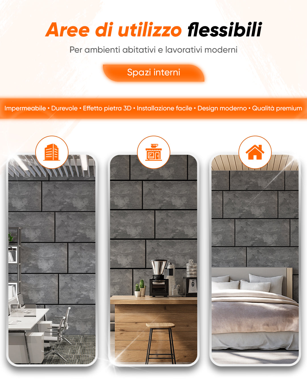 Rivestimento murale effetto cemento 50×100×2 cm | Pannelli murali 3D in polistirolo | Storm Grey Concrete AT-04