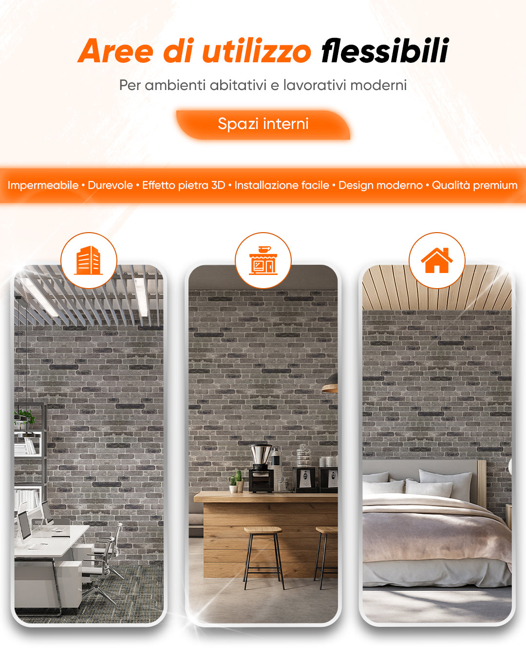 Pannello Parete 3D Effetto Pietra in EPS Resinato 100x50x2 cm - Path Of Gray L-1926