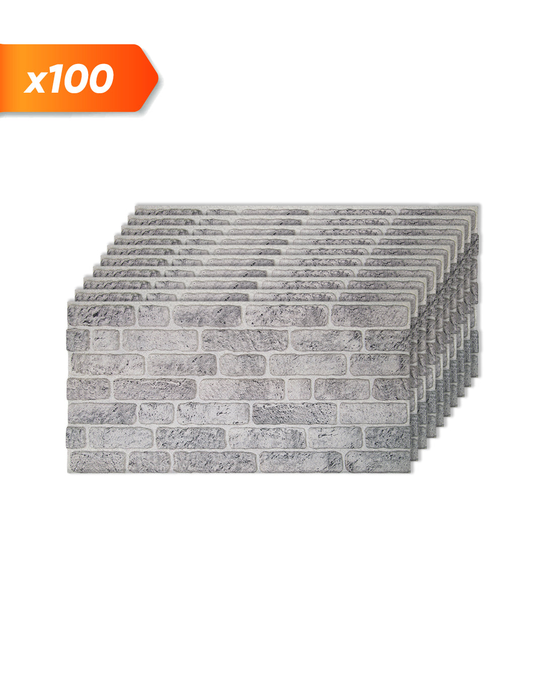 Pannello Parete 3D Effetto Pietra in EPS Resinato 100x50x2 cm - White Grey L-1702
