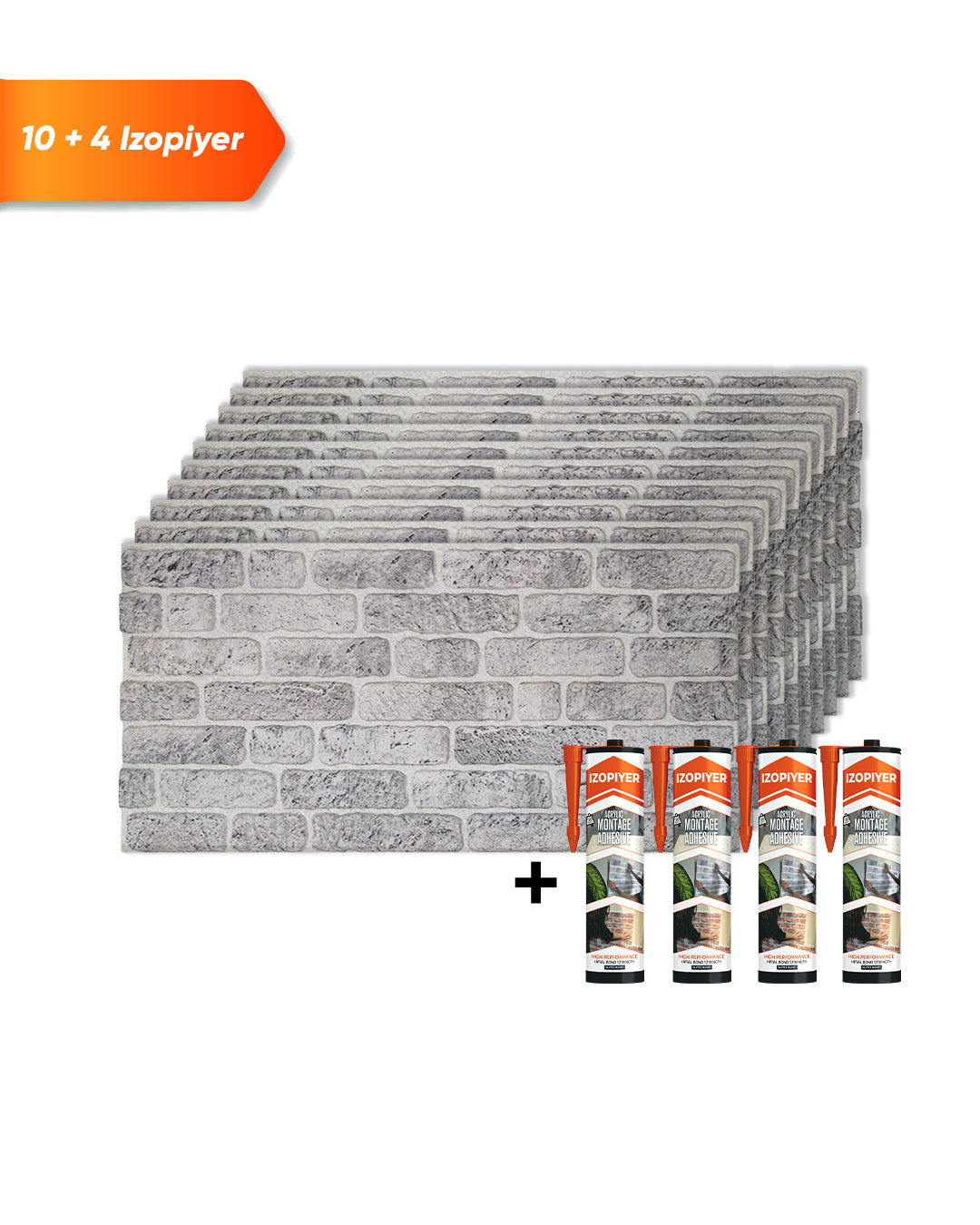 Pannello Parete 3D Effetto Pietra in EPS Resinato 100x50x2 cm - White Grey L-1702