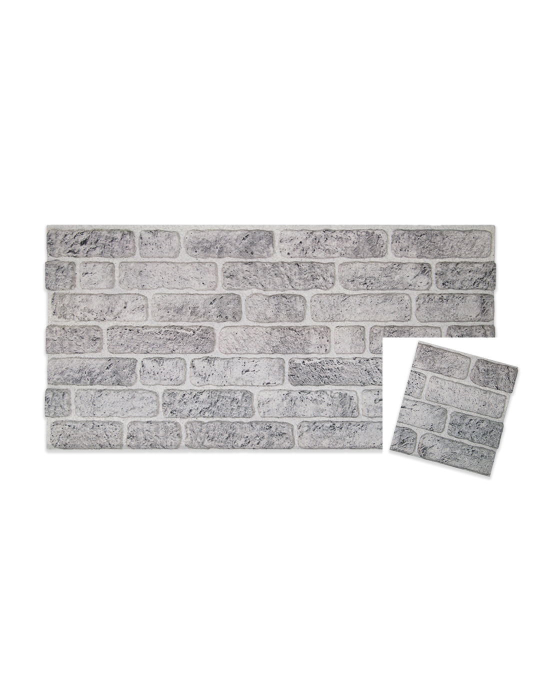 Pannello Parete 3D Effetto Pietra in EPS Resinato 100x50x2 cm - White Grey L-1702