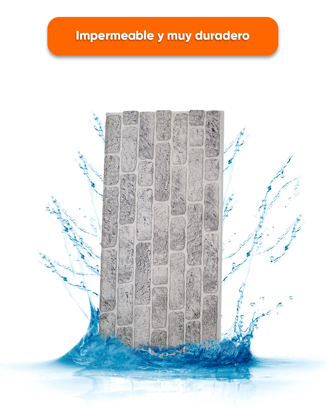 Pannello Parete 3D Effetto Pietra in EPS Resinato 100x50x2 cm - White Grey L-1702