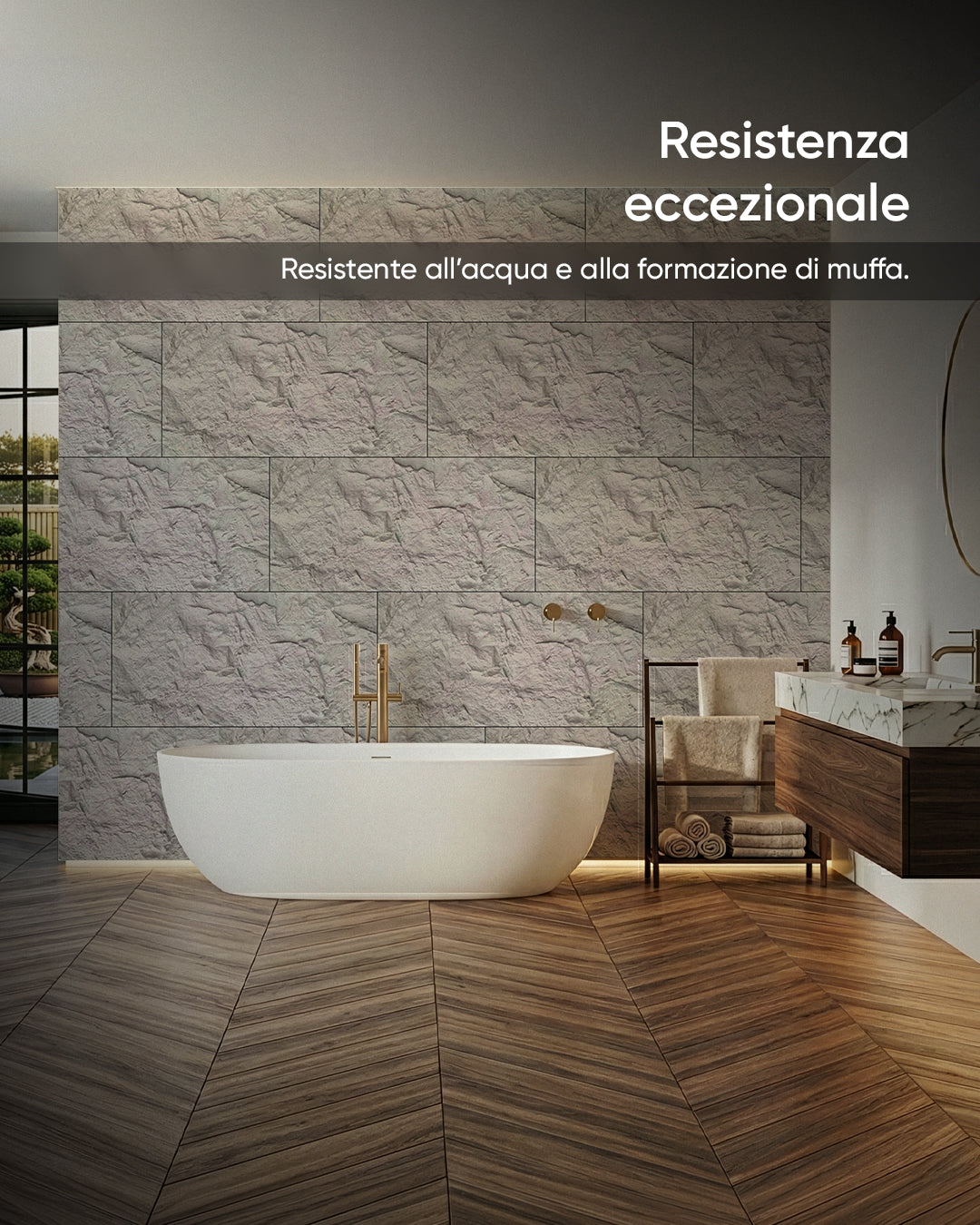 Light Grey Stone Pannelli Murali 3D in Pietra Stone