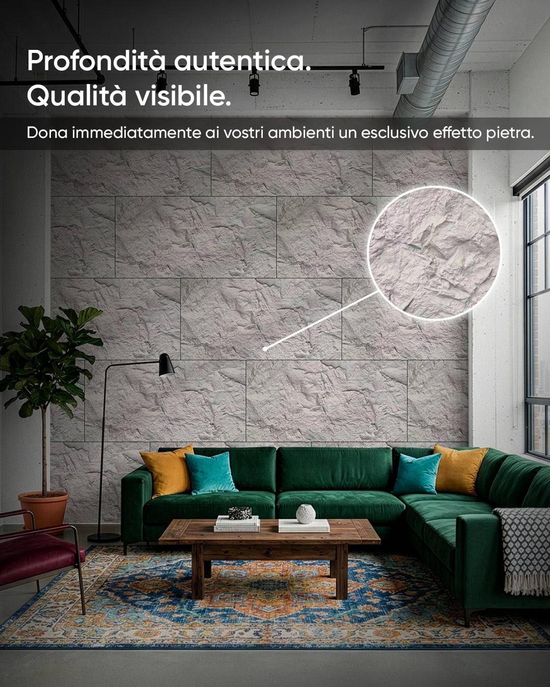 Light Grey Stone Pannelli Murali 3D in Pietra Stone