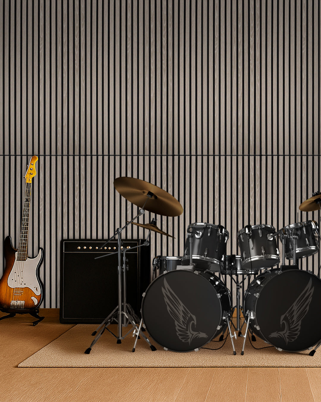 Pannelli Acustici da Parete in Feltro – Set da 4 – 120×60×2,1 cm – Light Oak