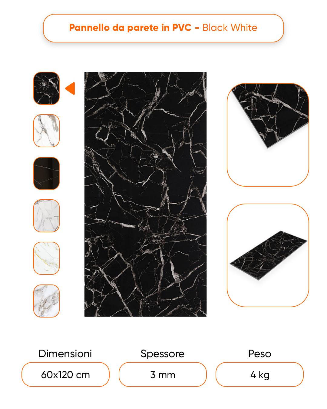 Alternativa in marmo alle piastrelle del bagno/ Black White