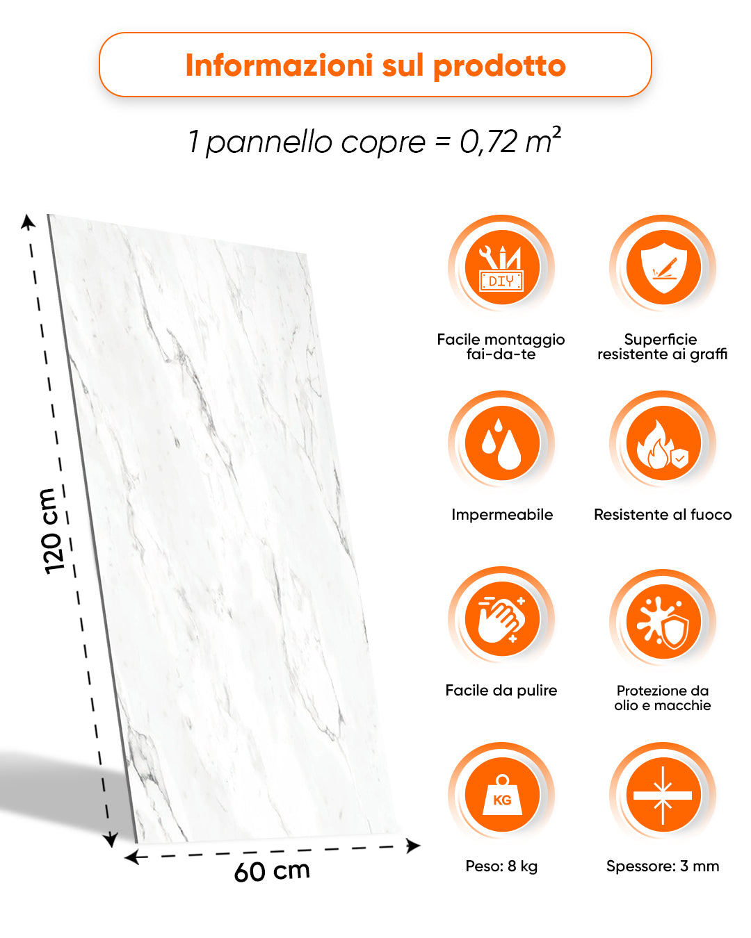 Pannello da parete SPC Bianco 60x120 cm – Oslo Weiß