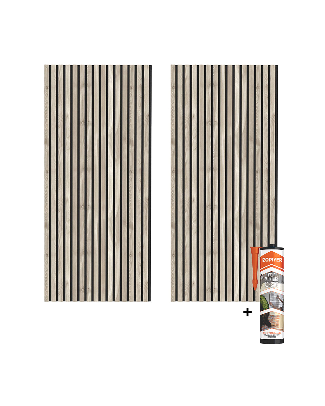 Pannello murale acustico in legno 3D set da 2 – Sand Grey