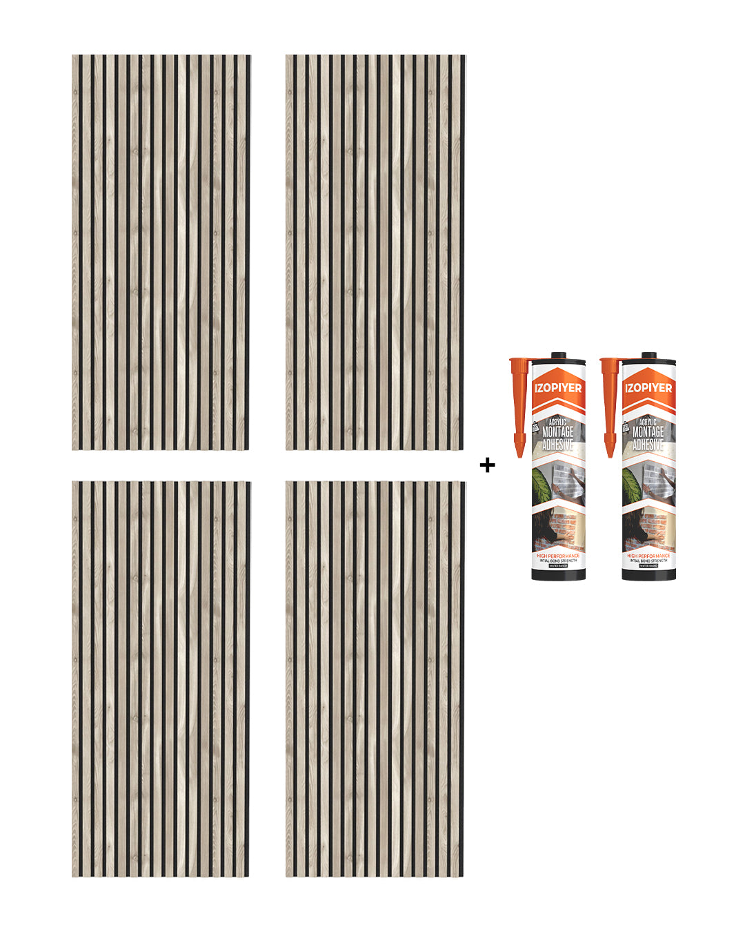 Pannello murale acustico in legno 3D set da 2 – Sand Grey