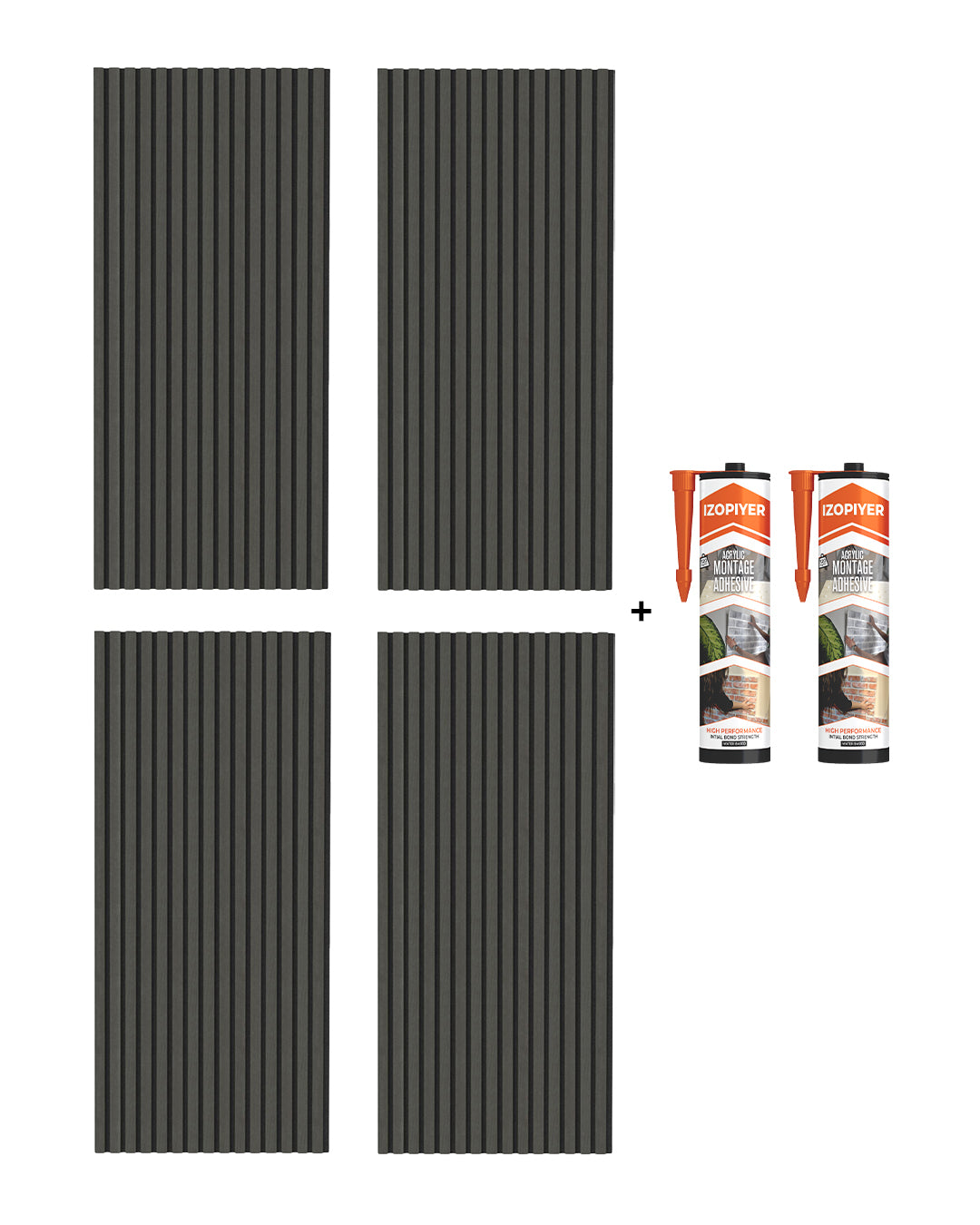 Pannello murale acustico in legno 3D set da 2 – Basalt