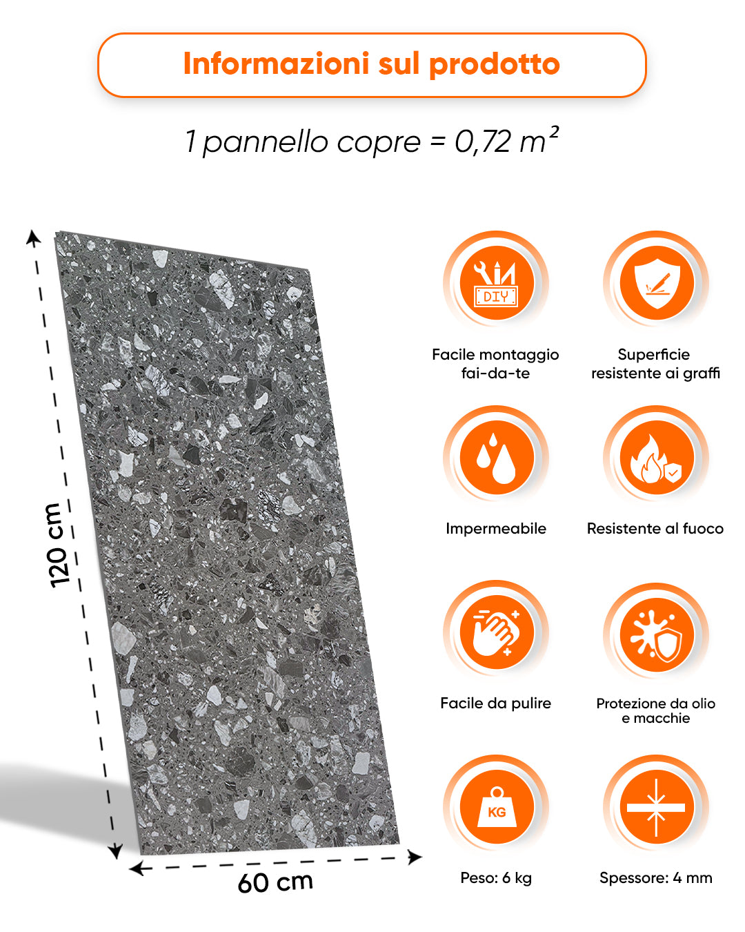 Pannello da parete SPC 60x120 cm | Rivestimento murale impermeabile | Pure Terrain